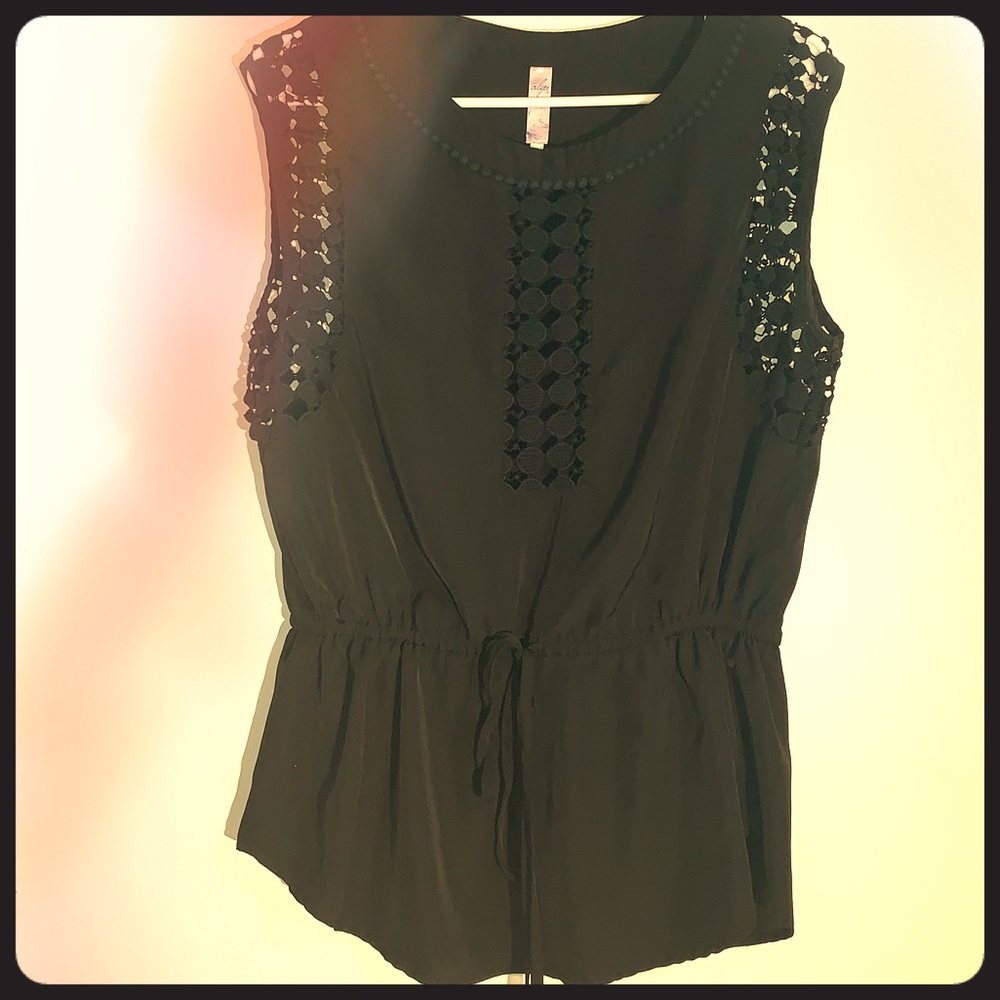 Black sleeveless shirt with beautiful embroidery